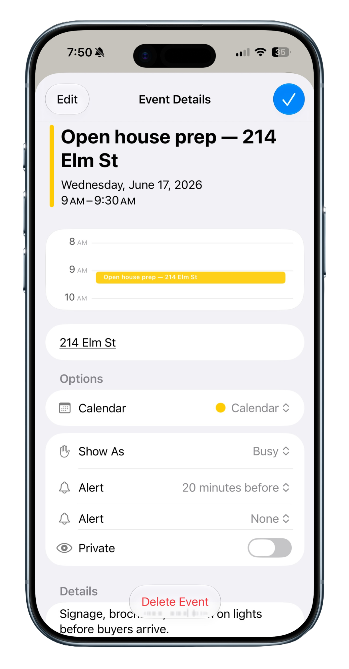 Rimlyn app screen: schedules appointments