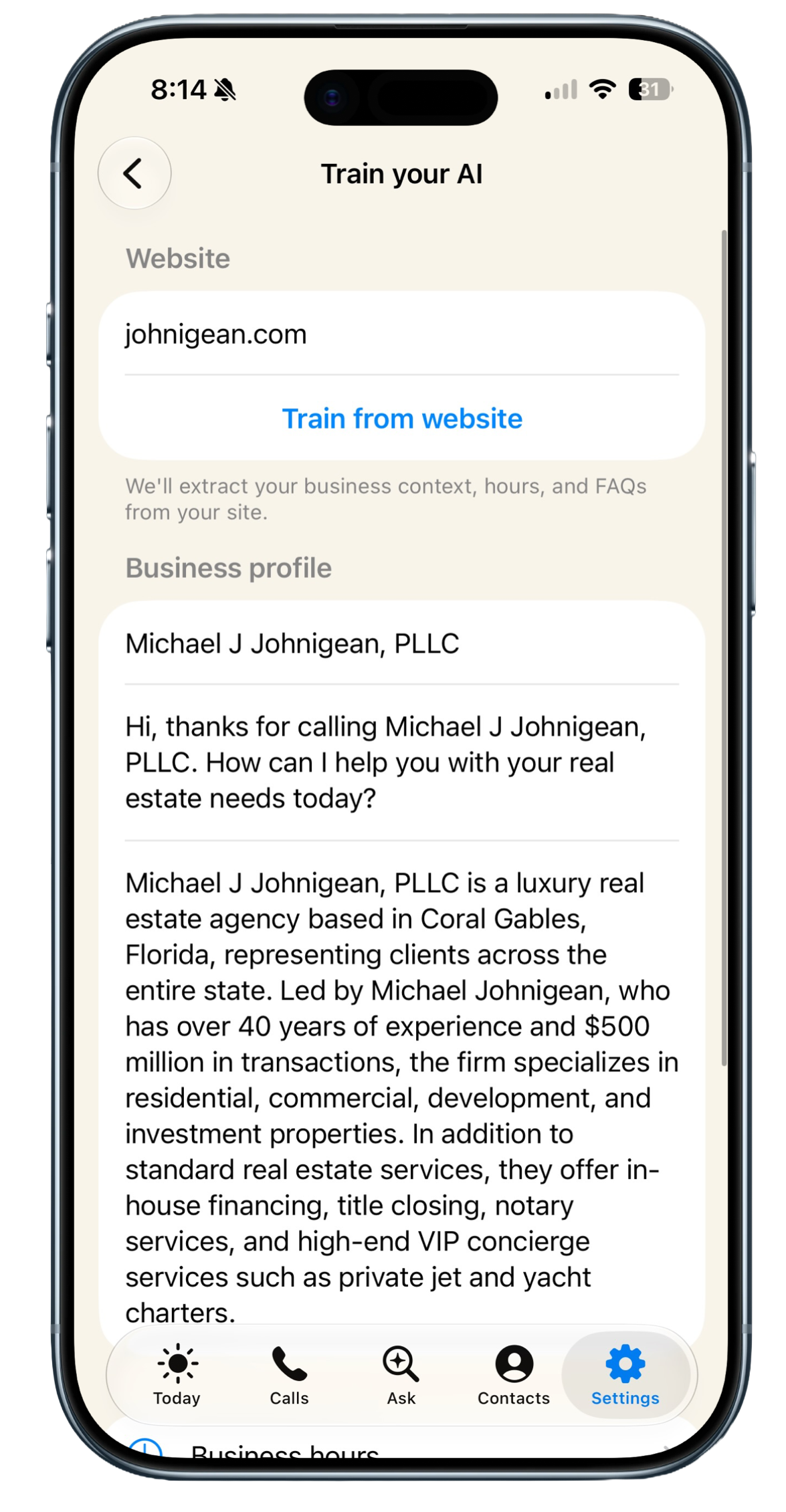Train Rimlyn from your website to talk like your team