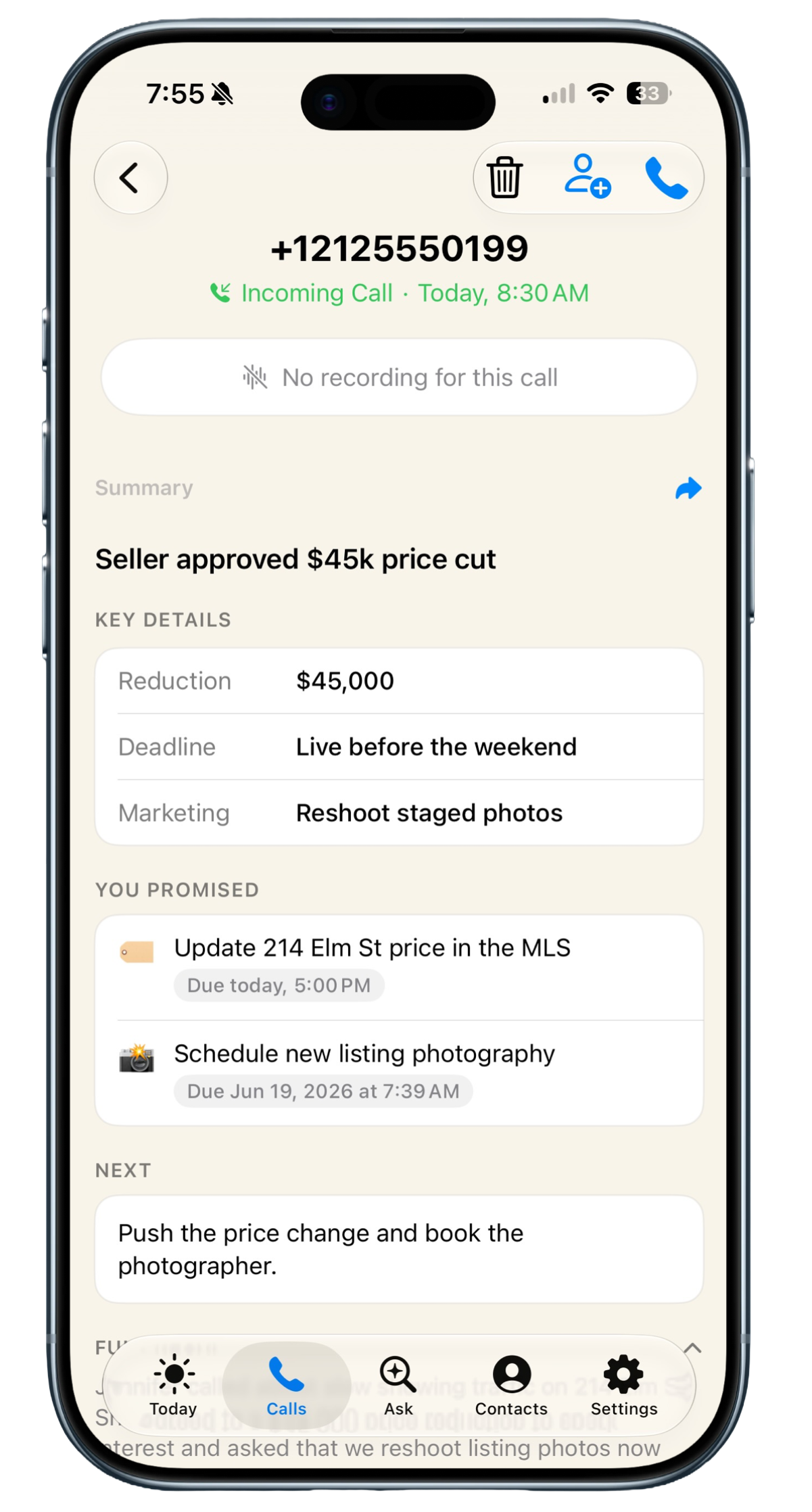 Rimlyn app screen: Summary with the numbers that matter.